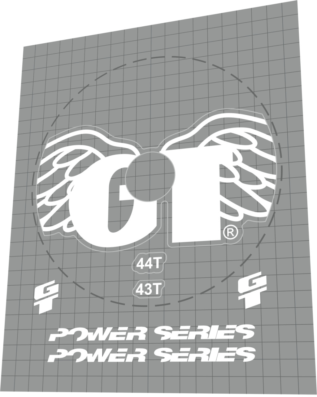 GT OPC Power Series crank & Wing Sprocket 43T and 44T white