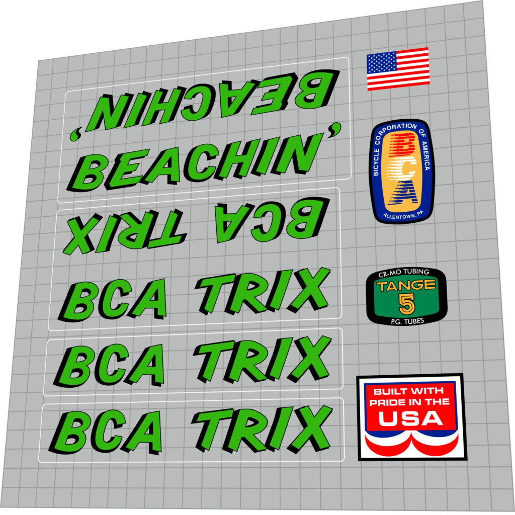 1986 BCA Trix Beachin green - Elite BMX Decals