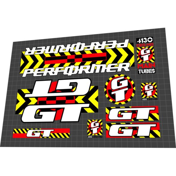 1990 GT Performer Hazard yellow red black